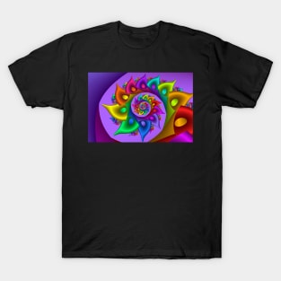 Rainbow fractal spiral T-Shirt